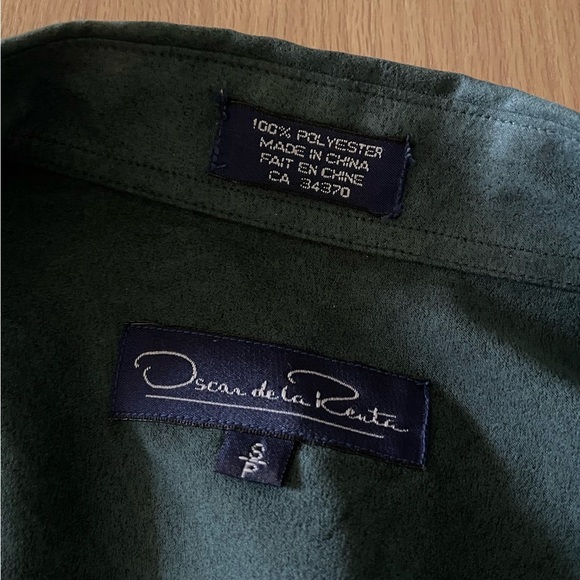 Oscar De La Renta| Teal Velvety Button Down Long Sleeve Blouse, Size Small••• - Picture 8 of 14